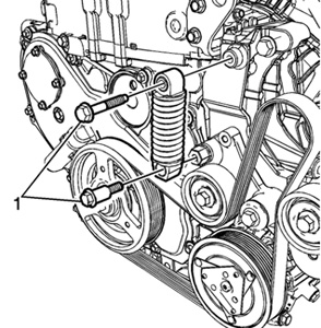 A special tool is needed to remove the belt tensioner's large external coil spring.